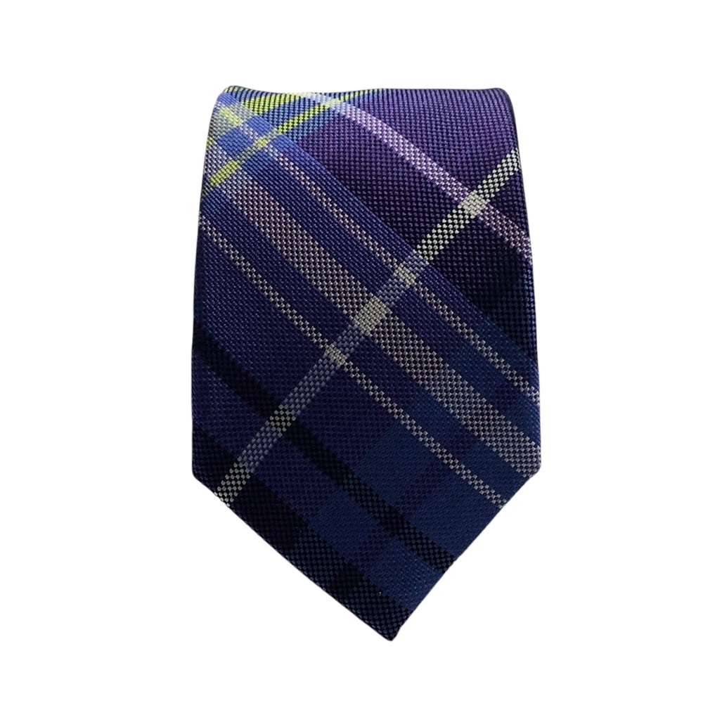 Ben Sherman Tie Men’s 100% Silk Necktie Plaid Purple 58”